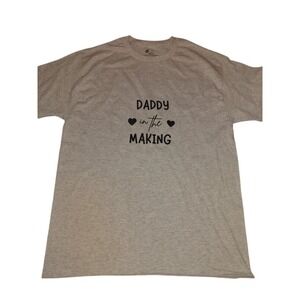 Hanes Mens Daddy in the Making Graphic T-Shirt Heather Gray Size Medium M Tee